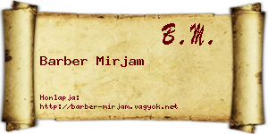 Barber Mirjam névjegykártya